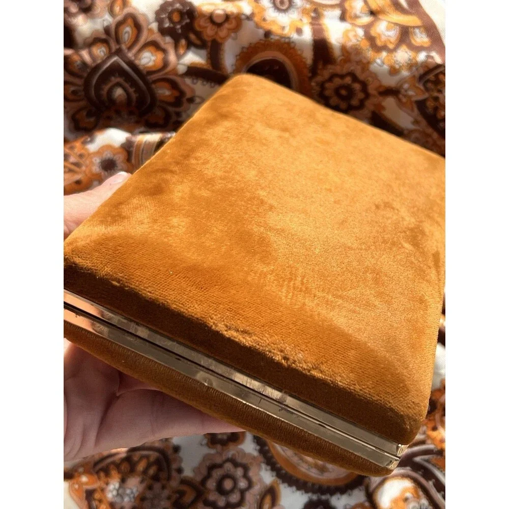 Gold and Beige Velvet Jewelry Organizer Box